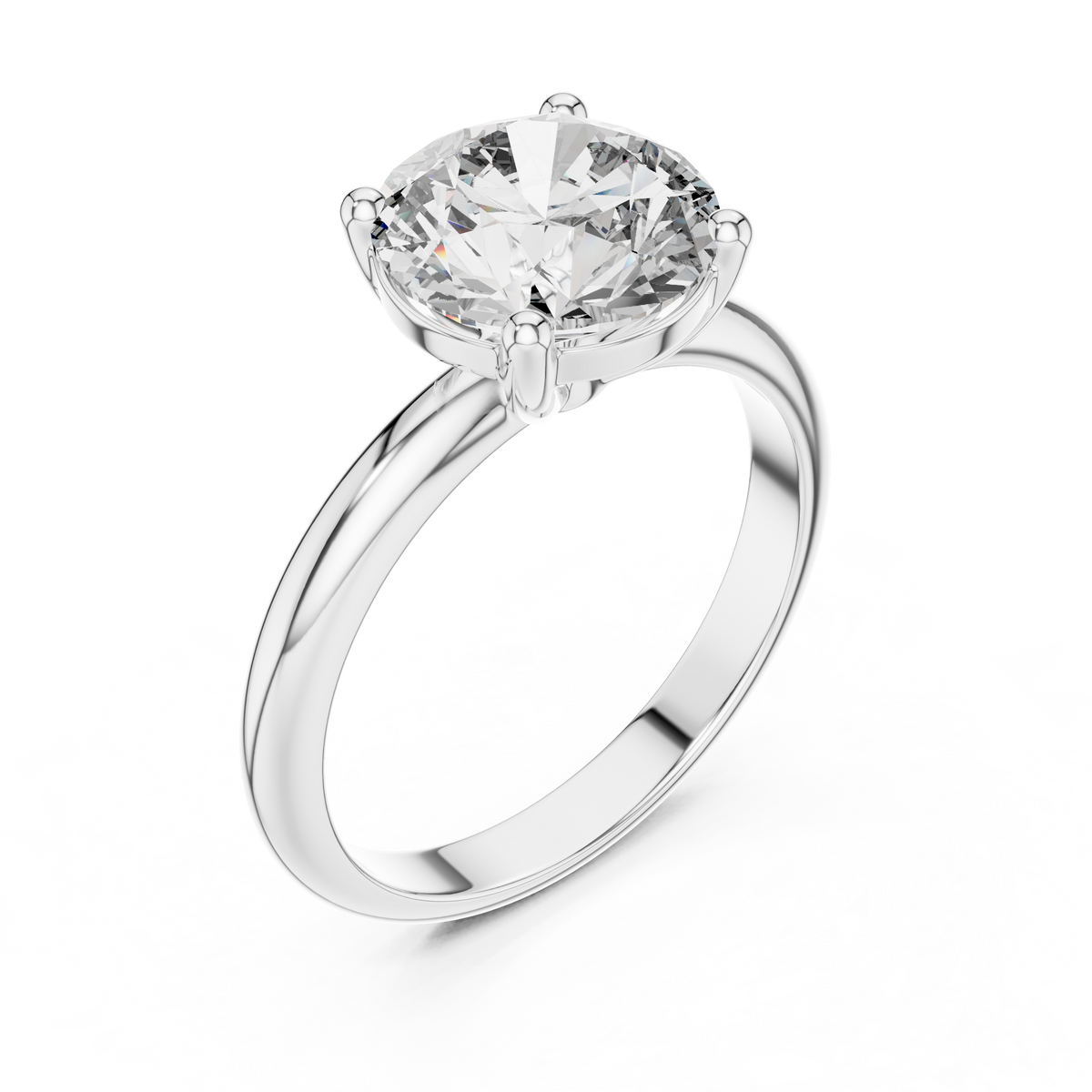 Round Lab Grown Diamond Daily Wear Solitaire Ring, White Gold