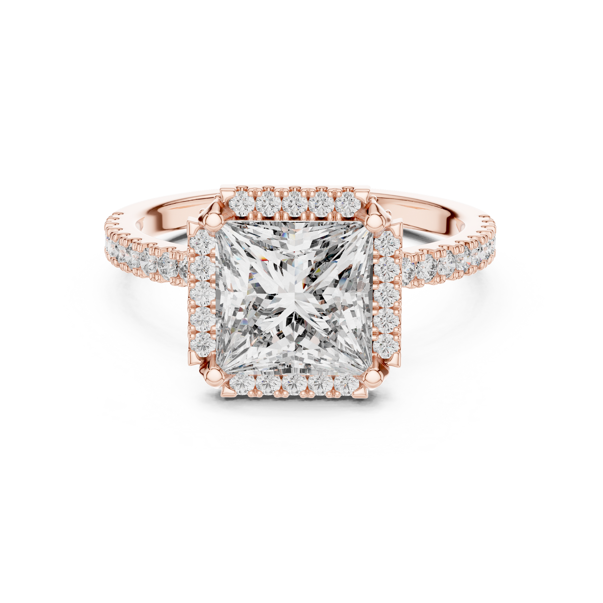 Princess Halo Lab-Grown Diamond Ring, Rose Gold