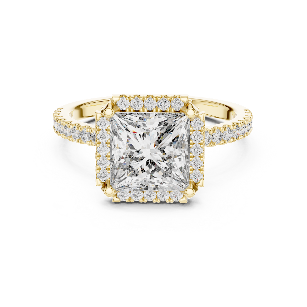Princess Halo Lab-Grown Diamond Ring, Yellow Gold