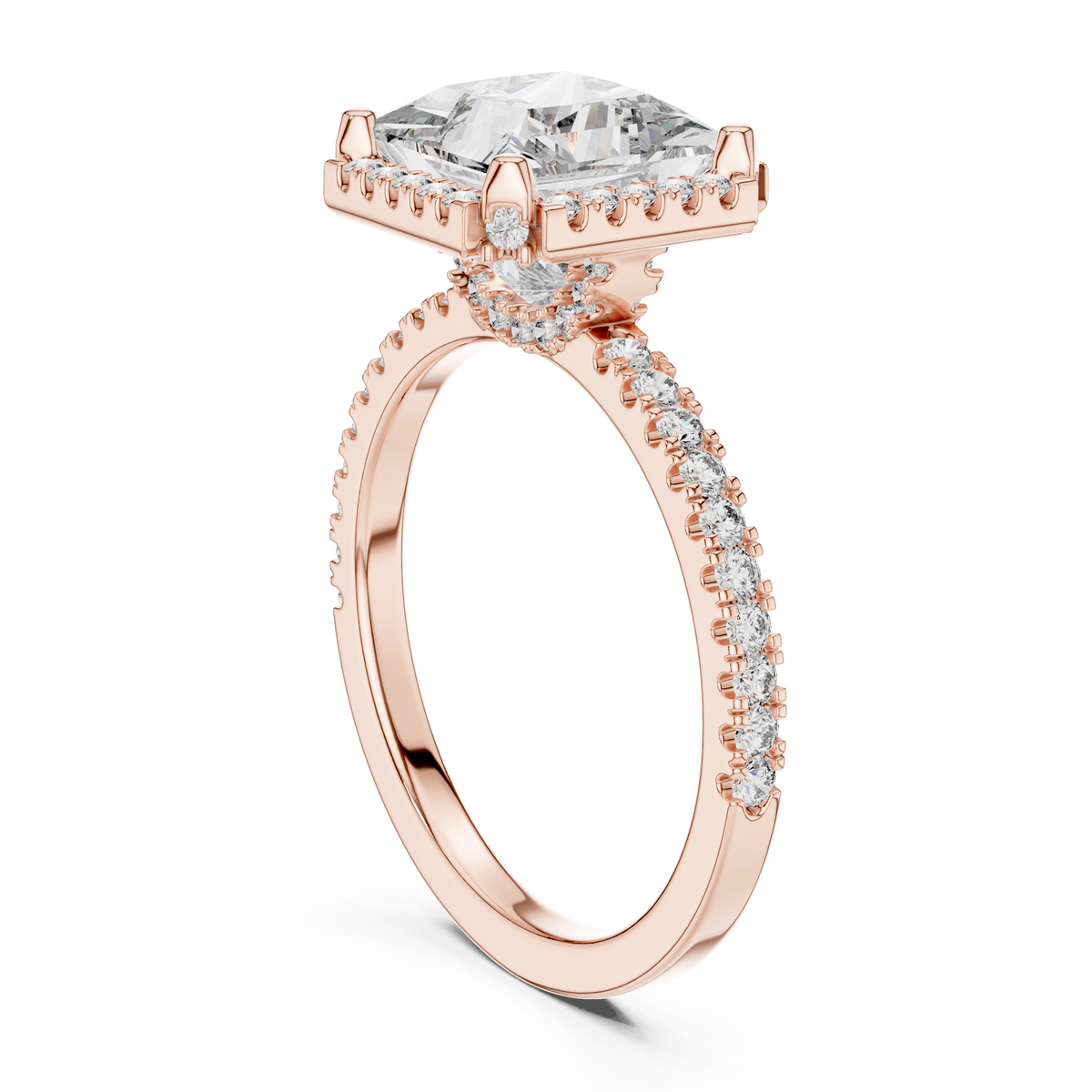 Princess Halo Lab-Grown Diamond Ring, Rose Gold