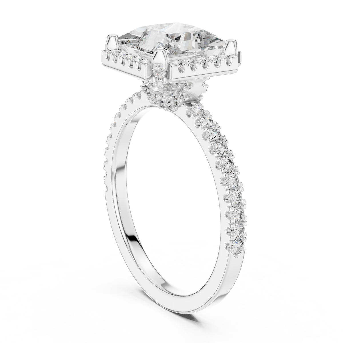 Princess Halo Lab-Grown Diamond Ring, White Gold
