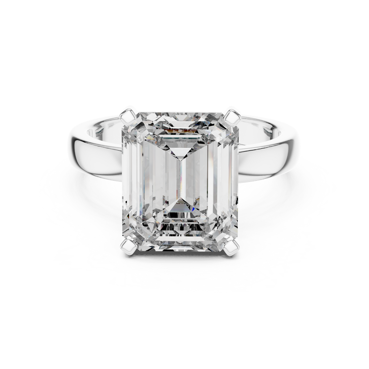 IGI Certified Emerald Cut Lab-Grown Diamond Solitaire Ring, White Gold
