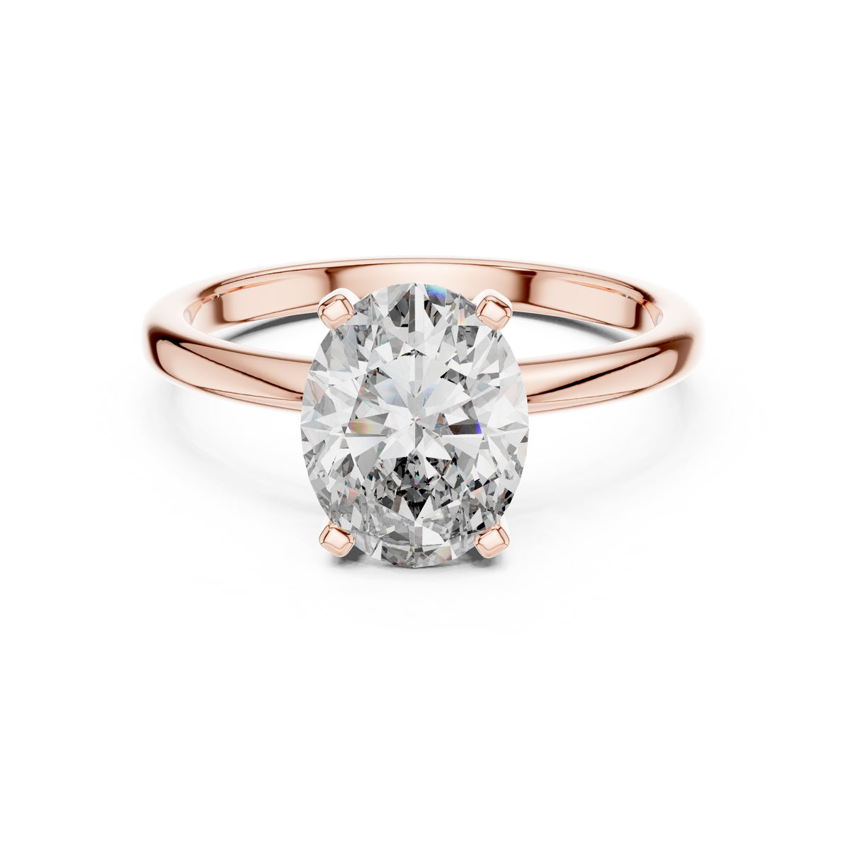 Solitaire Oval Lab-Grown Diamond Classic Engagement Ring, Rose Gold