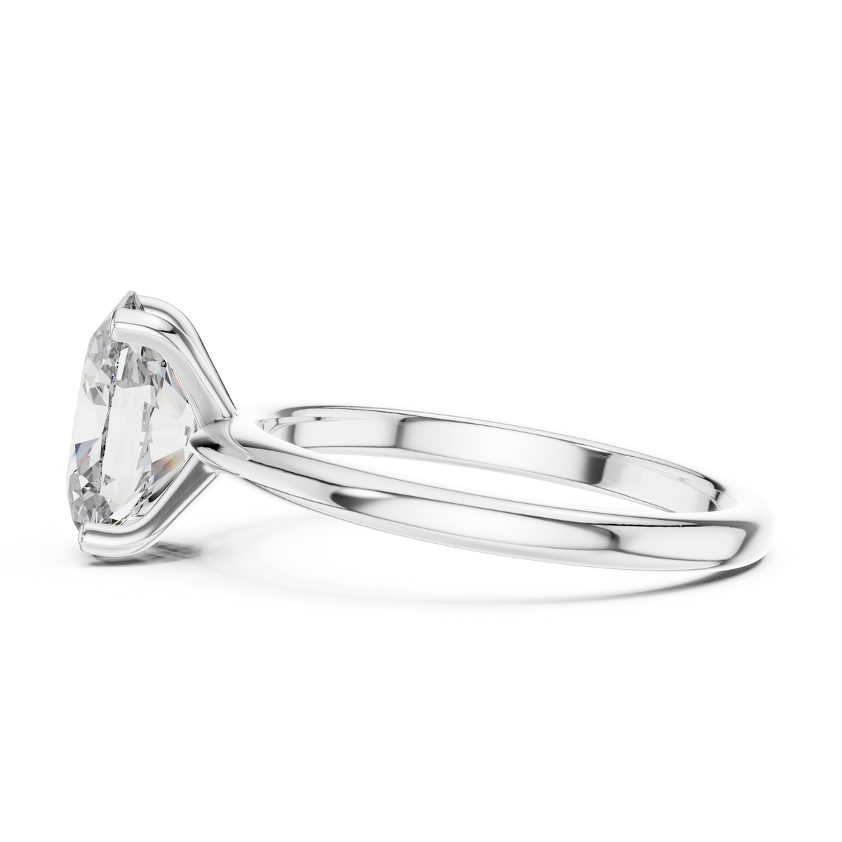 Solitaire Oval Lab-Grown Diamond Classic Engagement Ring, White Gold
