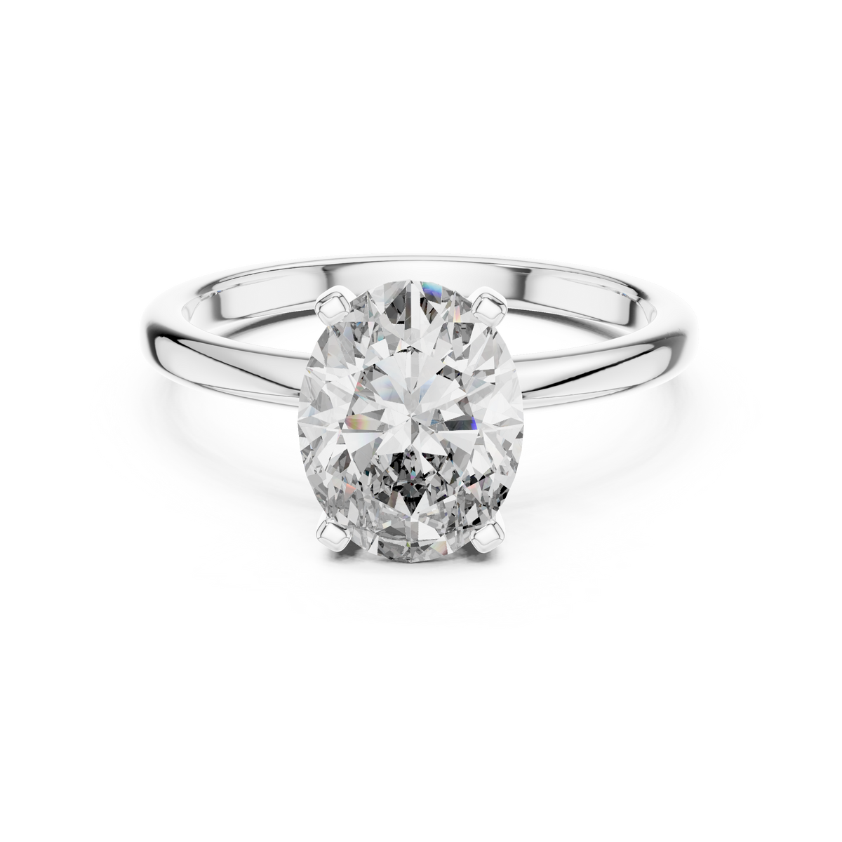 Solitaire Oval Lab-Grown Diamond Classic Engagement Ring, White Gold