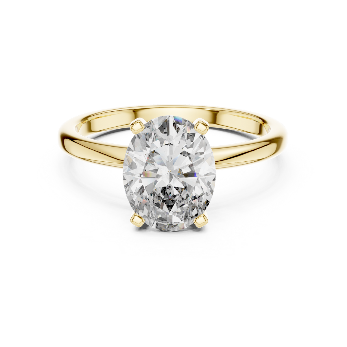 Solitaire Oval Lab-Grown Diamond Classic Engagement Ring, Yellow Gold
