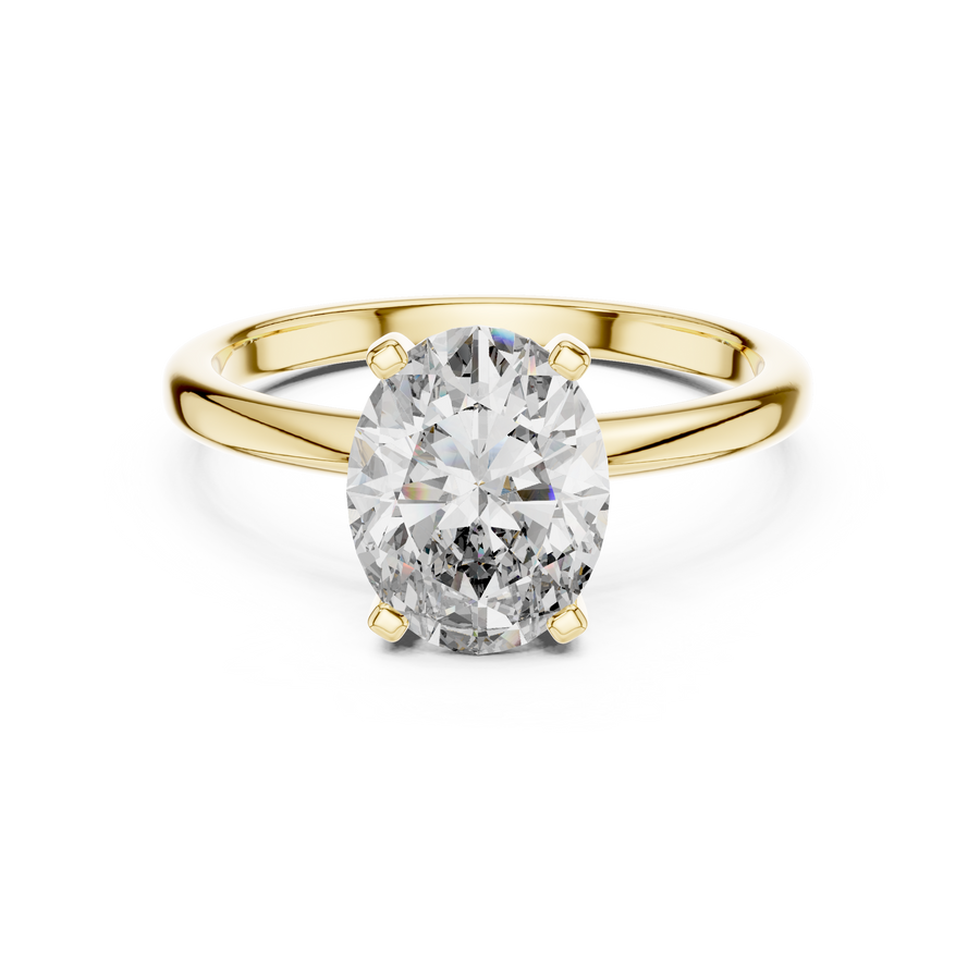 Solitaire Oval Lab-Grown Diamond Classic Engagement Ring, Yellow Gold