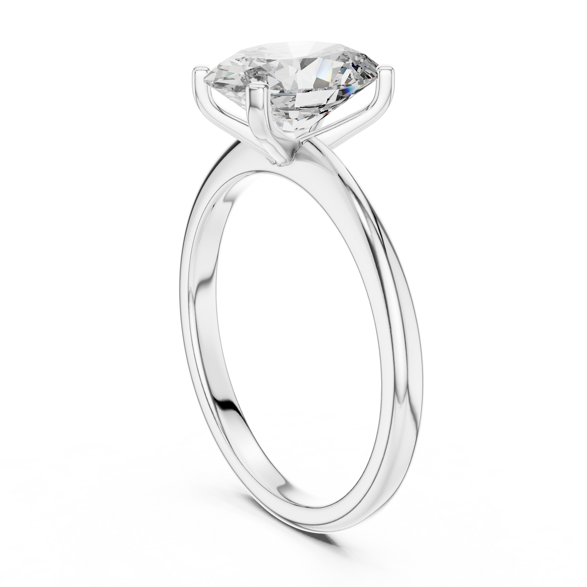 Solitaire Oval Lab-Grown Diamond Classic Engagement Ring, White Gold