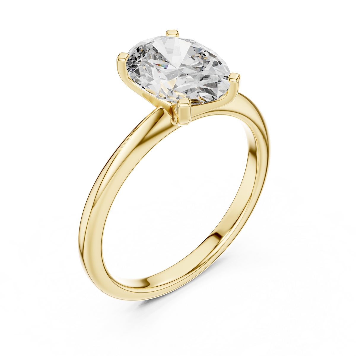 Solitaire Oval Lab-Grown Diamond Classic Engagement Ring, Yellow Gold