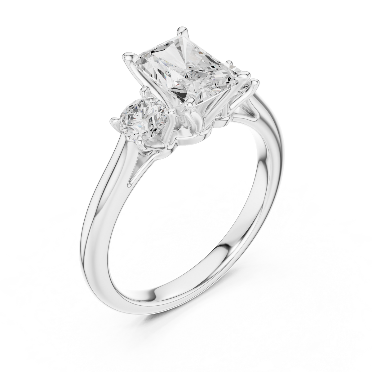 IGI Certified Radiant Cut 3 Stone Lab-Grown Diamond Proposal Ring, White Gold