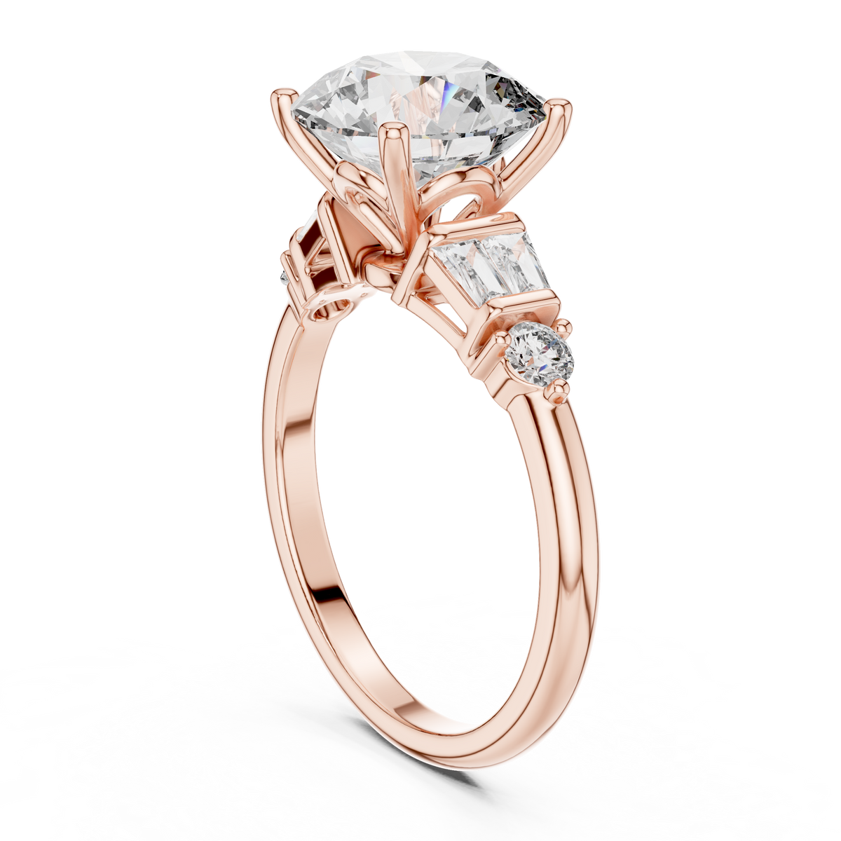 IGI Certified Round Lab Grown Diamond Statement Ring, Rose Gold