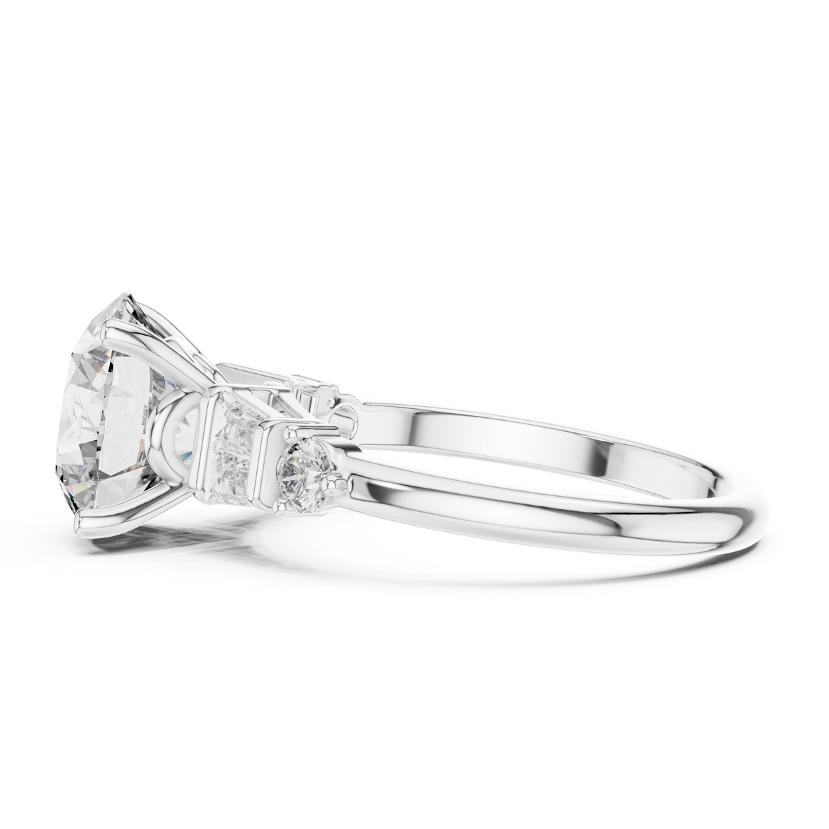 IGI Certified Round Lab Grown Diamond Statement Ring, White Gold