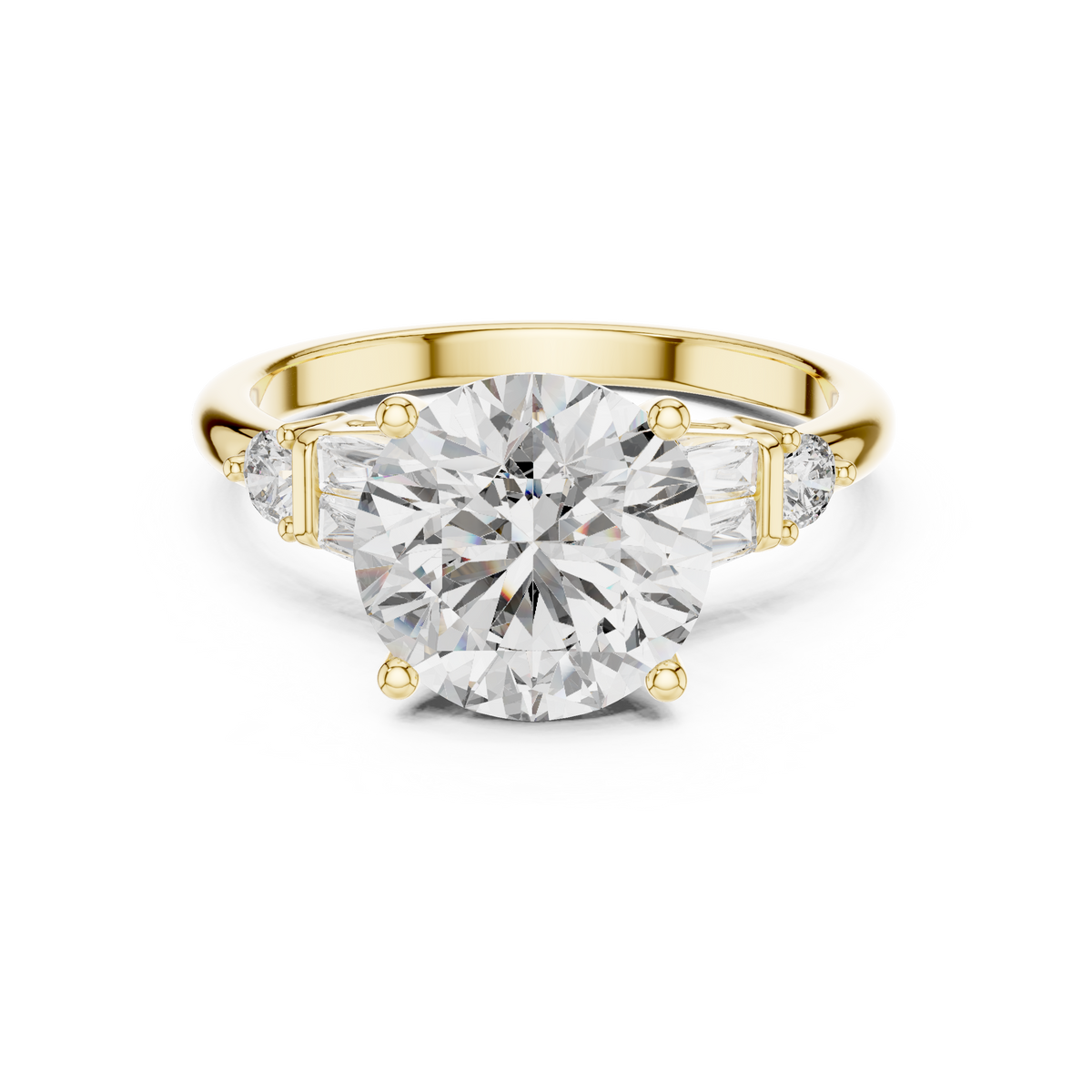 IGI Certified Round Lab Grown Diamond Statement Ring, Yellow Gold