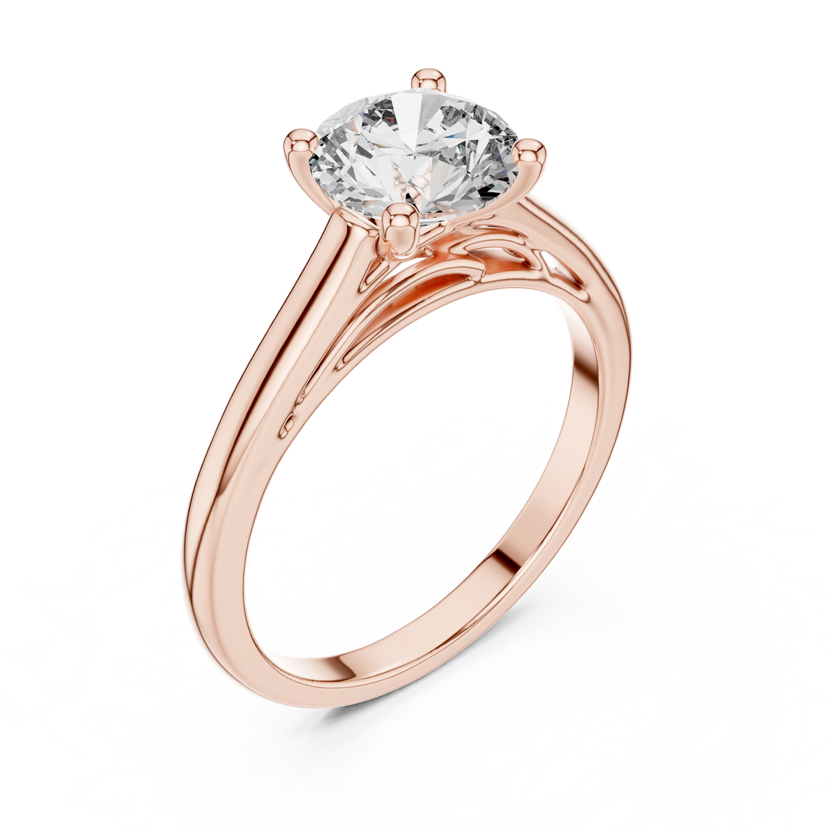 Round Solitaire Lab Grown Diamond Proposal Ring, Rose Gold