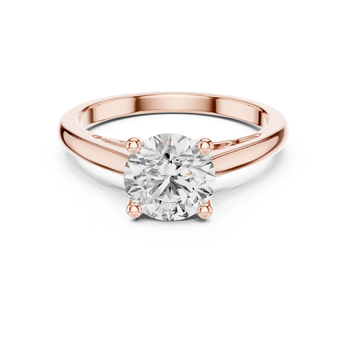 Round Solitaire Lab Grown Diamond Proposal Ring, Rose Gold