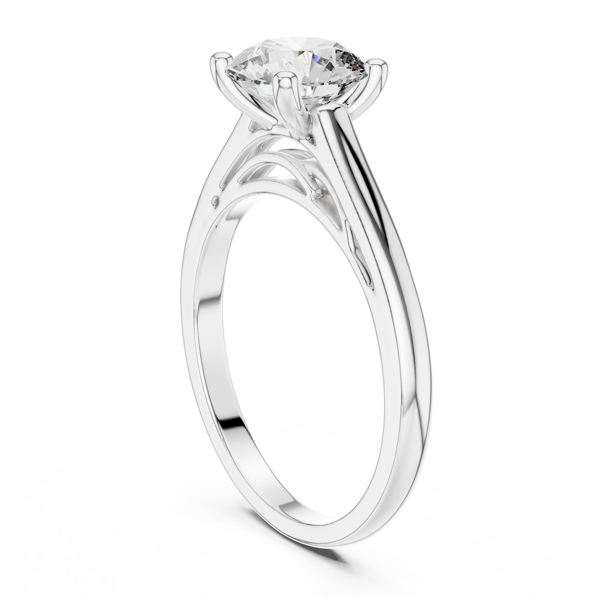 Round Solitaire Lab Grown Diamond Proposal Ring, White Gold