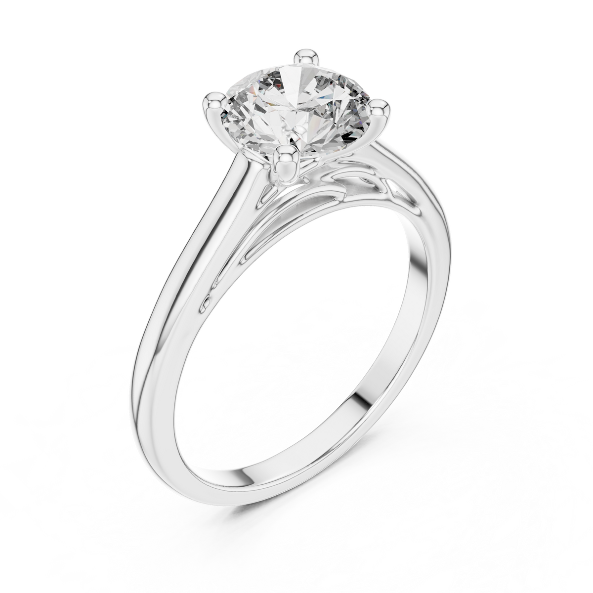 Round Solitaire Lab Grown Diamond Proposal Ring, White Gold