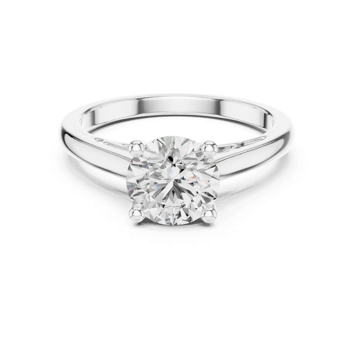 Round Solitaire Lab Grown Diamond Proposal Ring, White Gold