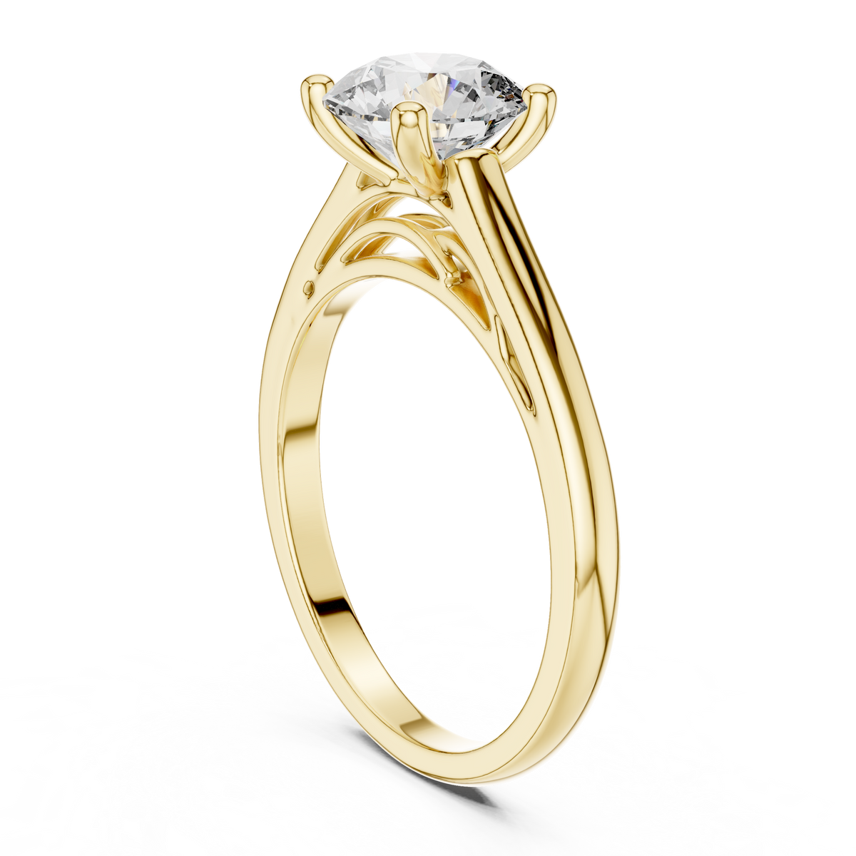 Round Solitaire Lab Grown Diamond Proposal Ring, Yellow Gold