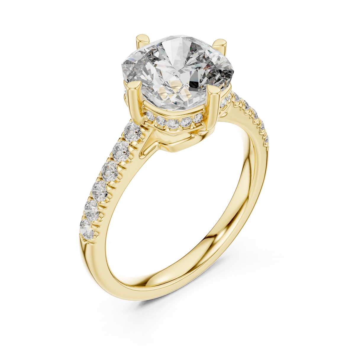 Cushion Cut Lab-Grown Diamond Proposal Ring, Yellow Gold