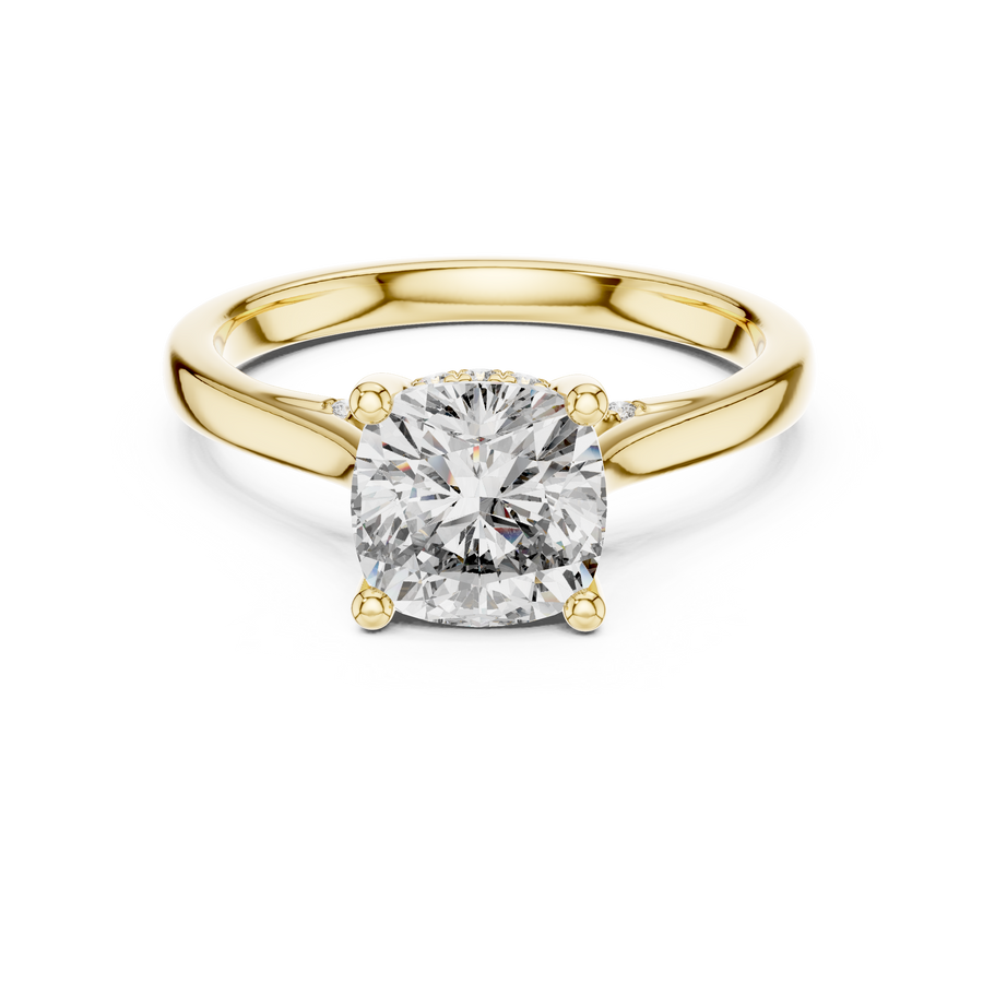 IGI Certified Cushion Cut Lab-Grown Diamond Ring, Yellow Gold