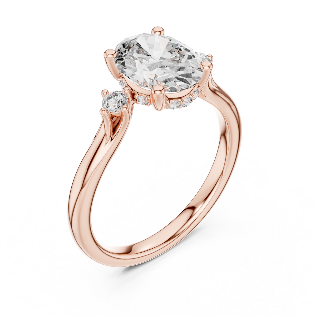 Oval Cut Lab Grown Diamond Anniversary Ring, Rose Gold