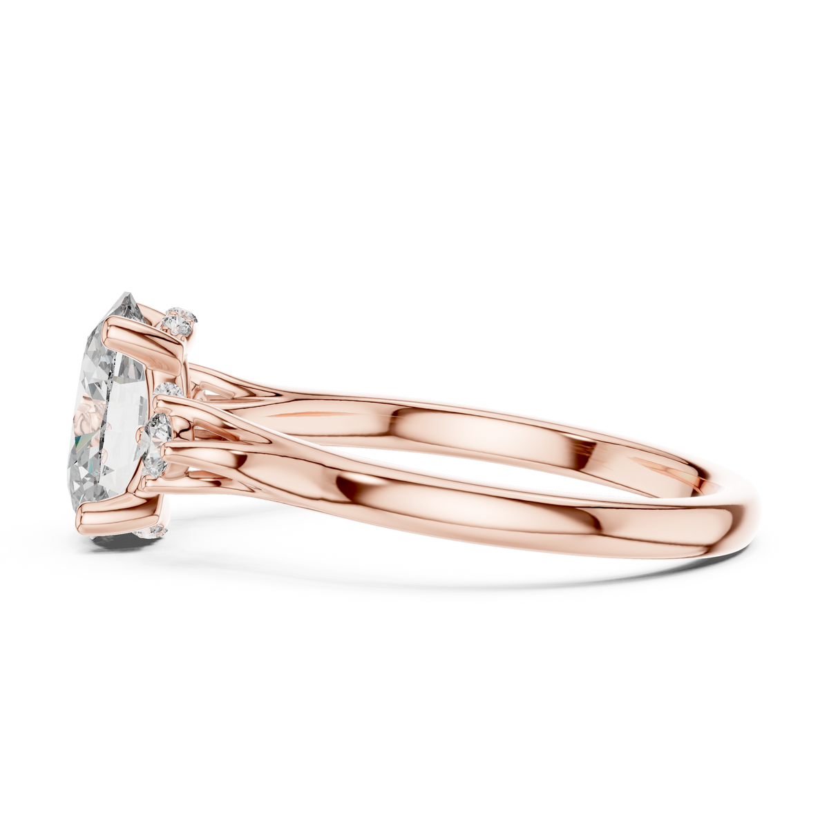Oval Cut Lab Grown Diamond Anniversary Ring, Rose Gold