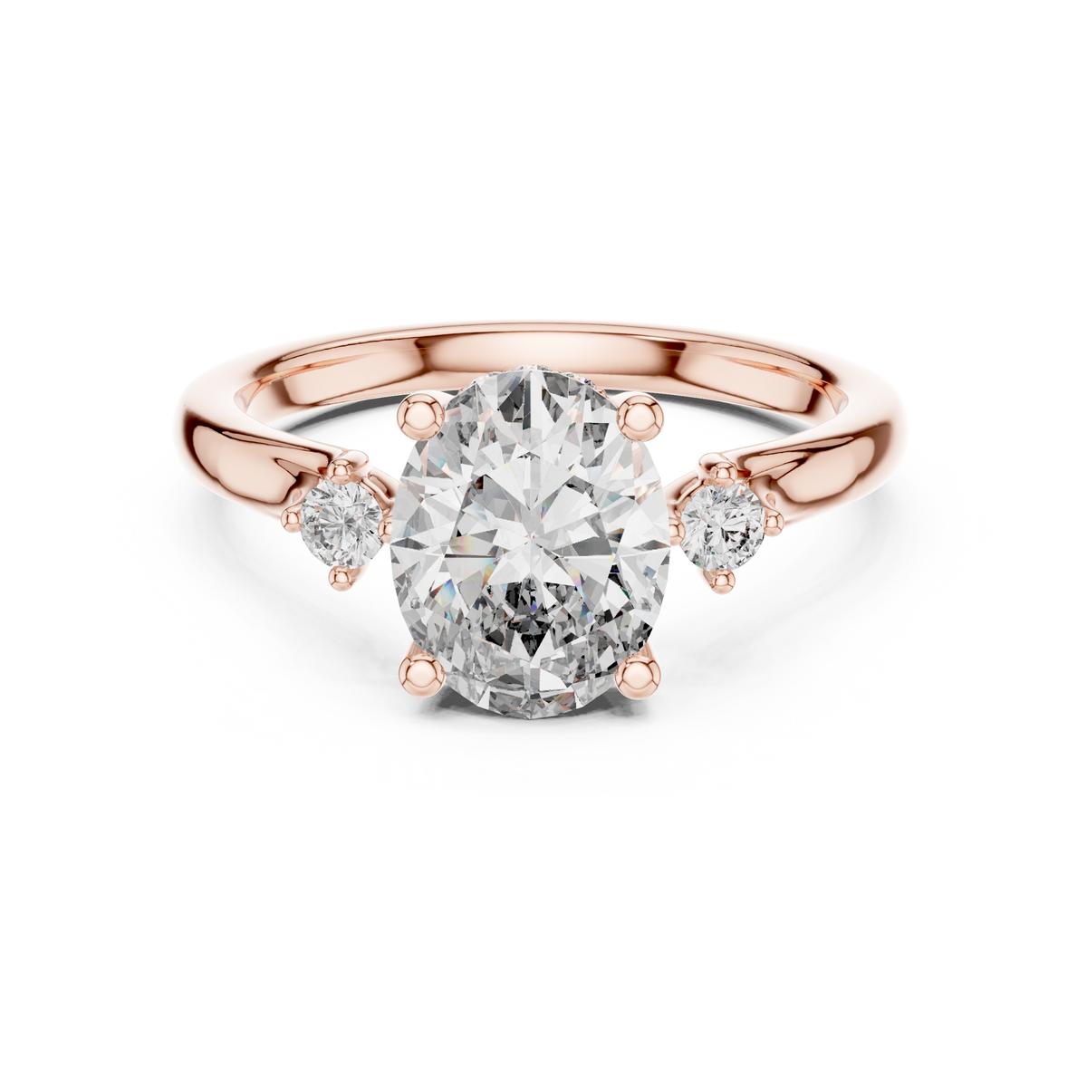 Oval Cut Lab Grown Diamond Anniversary Ring, Rose Gold