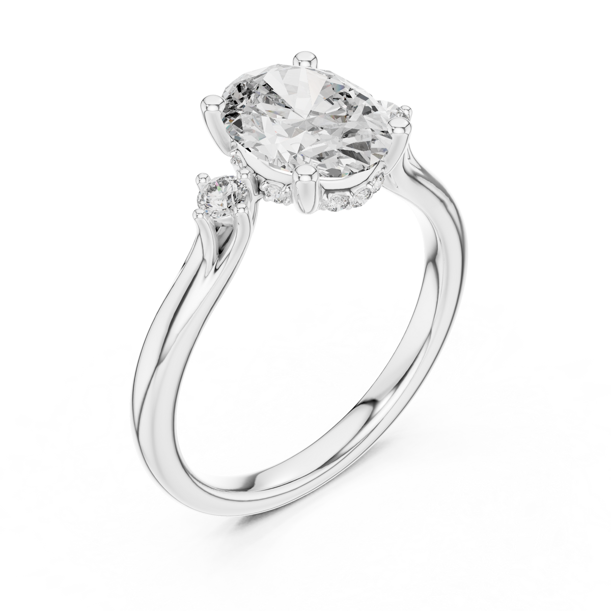 Oval Cut Lab Grown Diamond Anniversary Ring, White Gold