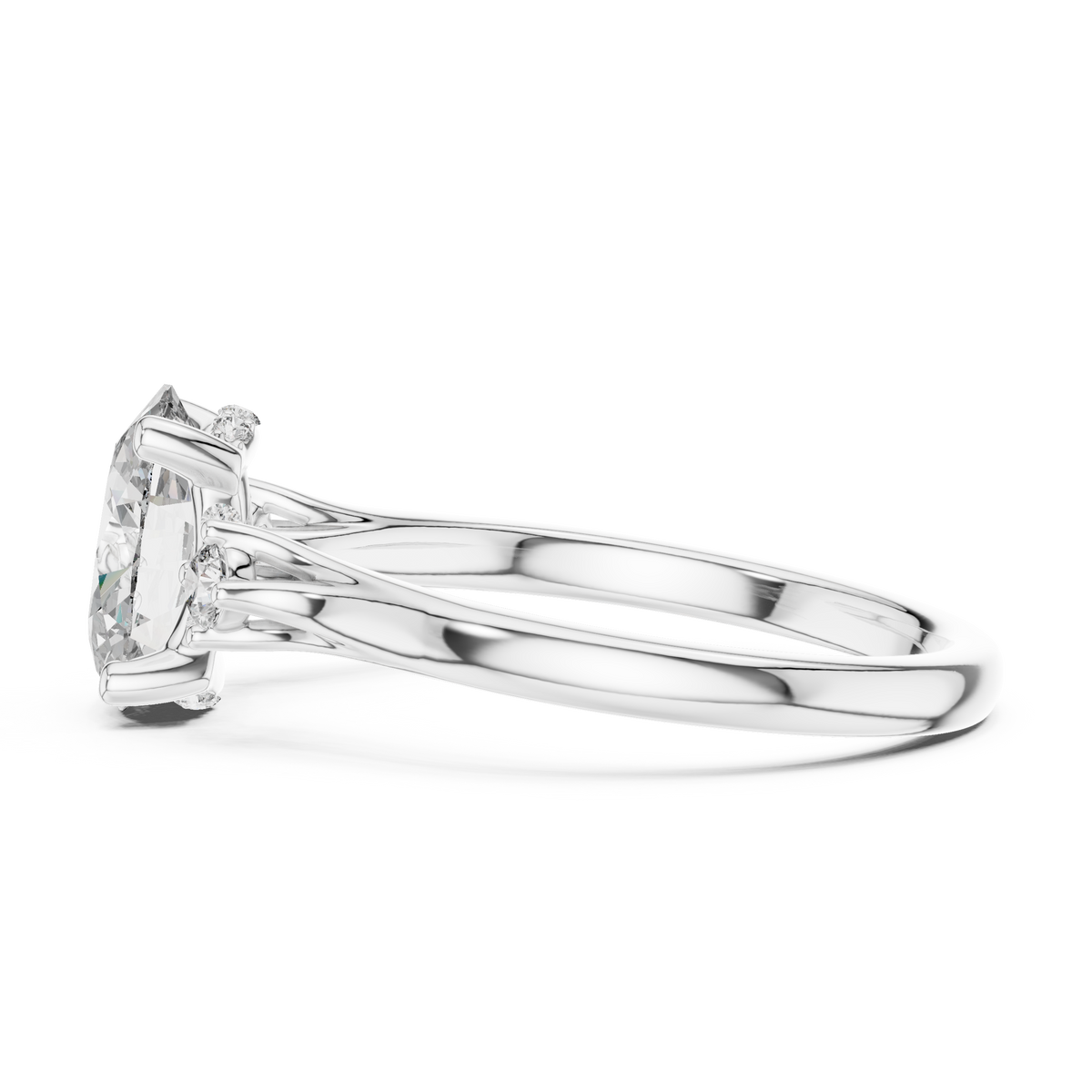 Oval Cut Lab Grown Diamond Anniversary Ring, White Gold