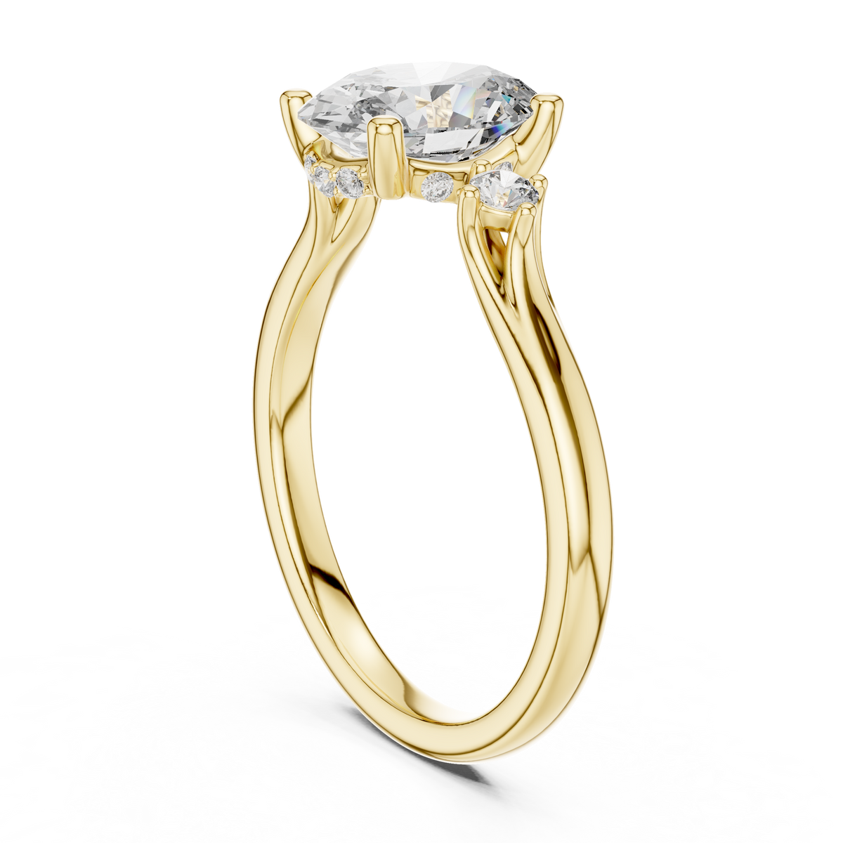 Oval Cut Lab Grown Diamond Anniversary Ring, Yellow Gold