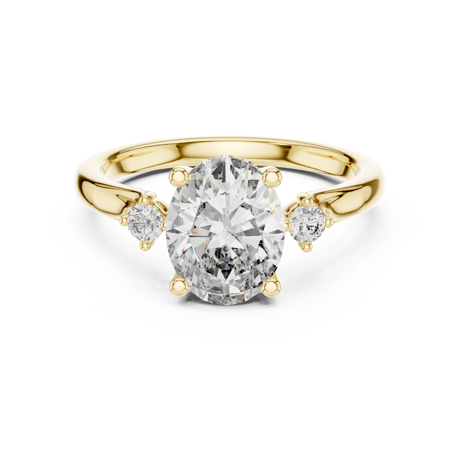 Oval Cut Lab Grown Diamond Anniversary Ring, Yellow Gold