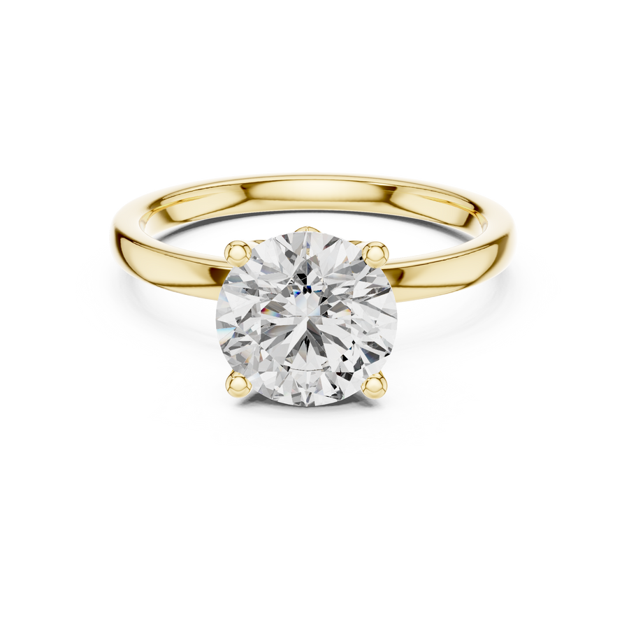 IGI Certified Round Cut Lab-Grown Diamond Ring, Yellow Gold