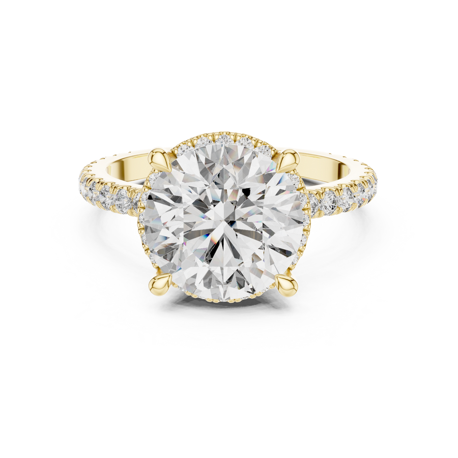 4.00 CT Round Cut Lab Grown Diamond Anniversary Ring, Yellow Gold
