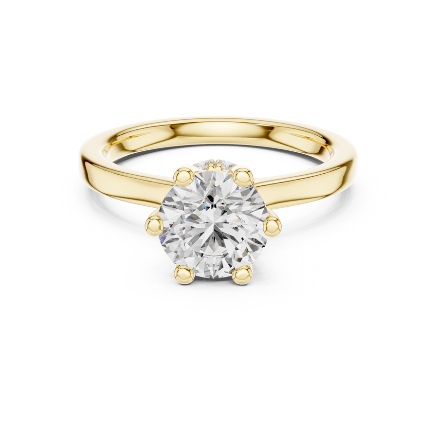 Round Lab-Grown Diamond Solitaire Hidden Halo Ring, Yellow Gold