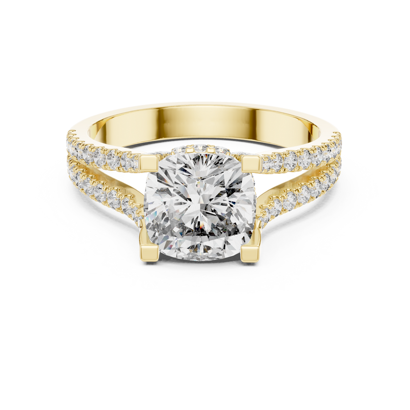 1.54 CT Cushion Cut Lab Grown Diamond Bridal Ring with Pavé Band