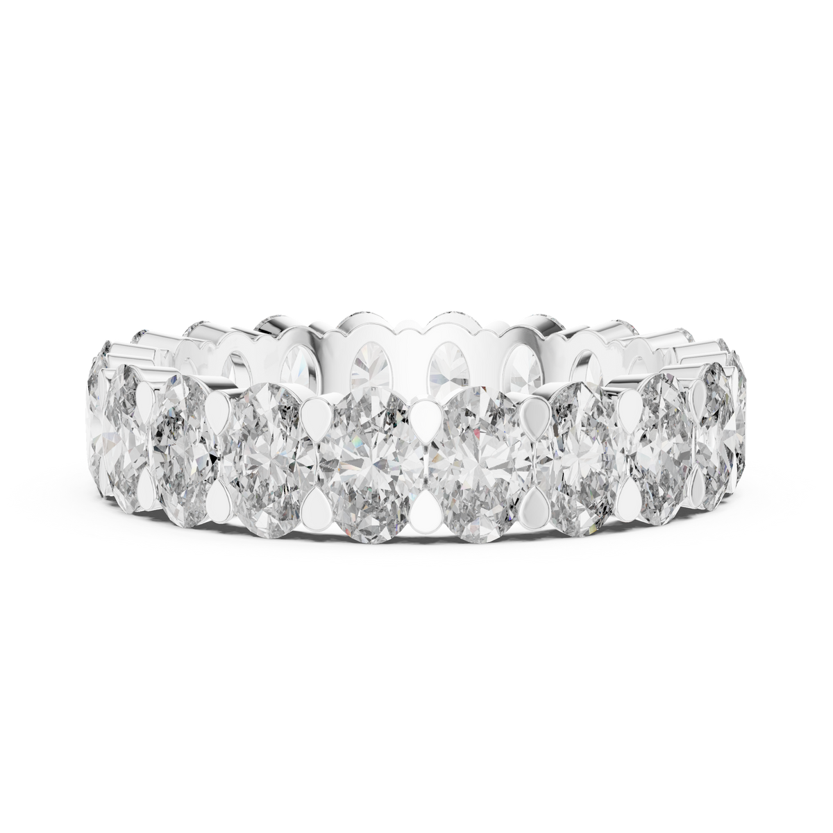 4.00 CT Oval Lab Grown Diamond Eternity Band, White Gold