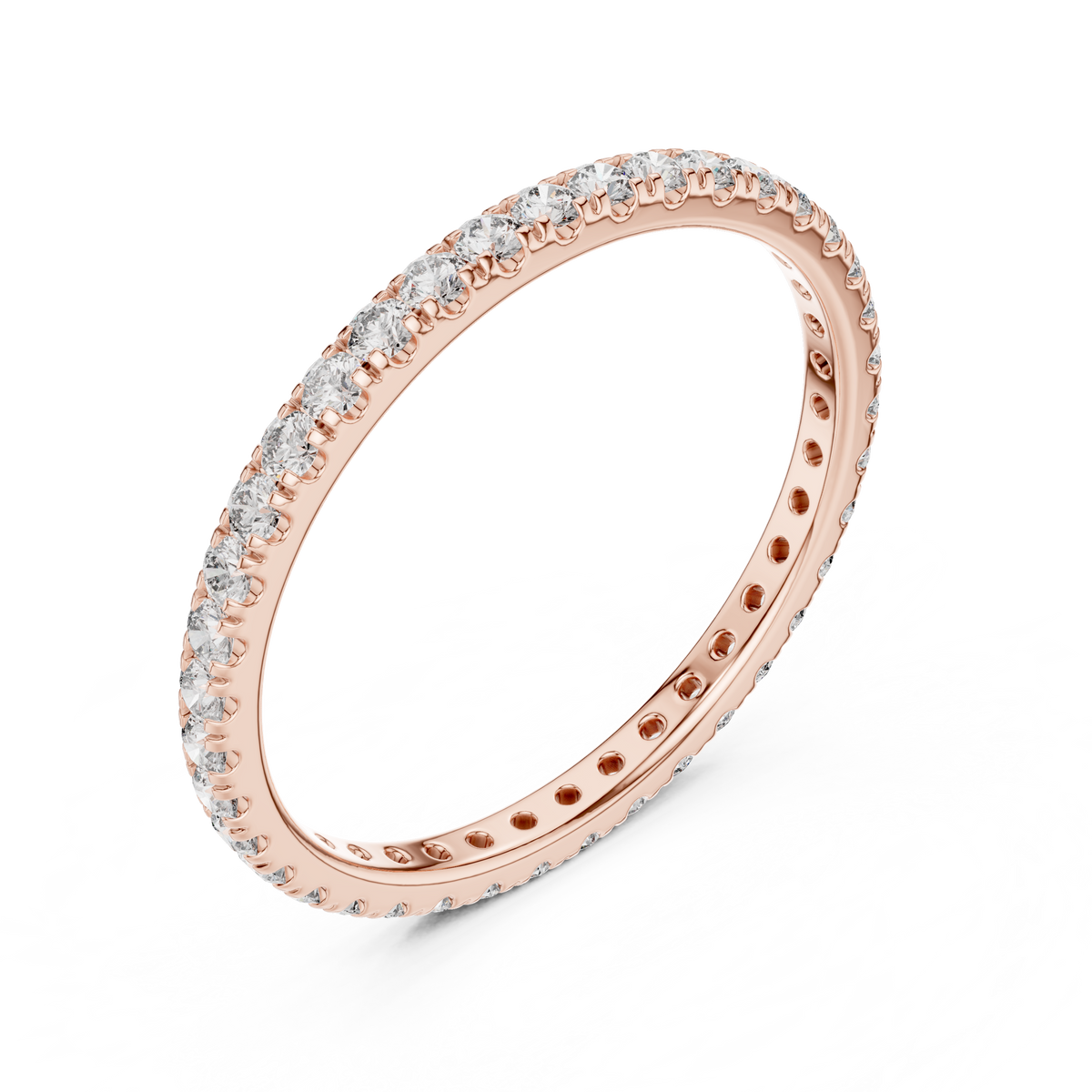 0.50 CT Round Lab Grown Diamond Pavé Eternity Band, Rose Gold