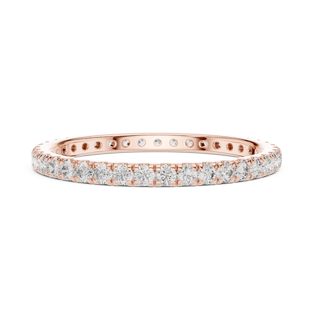 0.50 CT Round Lab Grown Diamond Pavé Eternity Band, Rose Gold