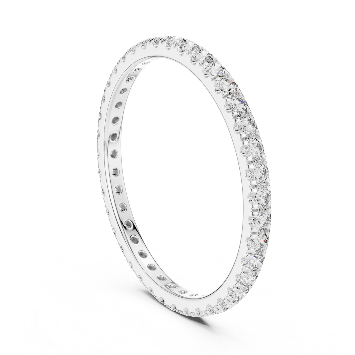 0.50 CT Round Lab Grown Diamond Pavé Eternity Band, White Gold