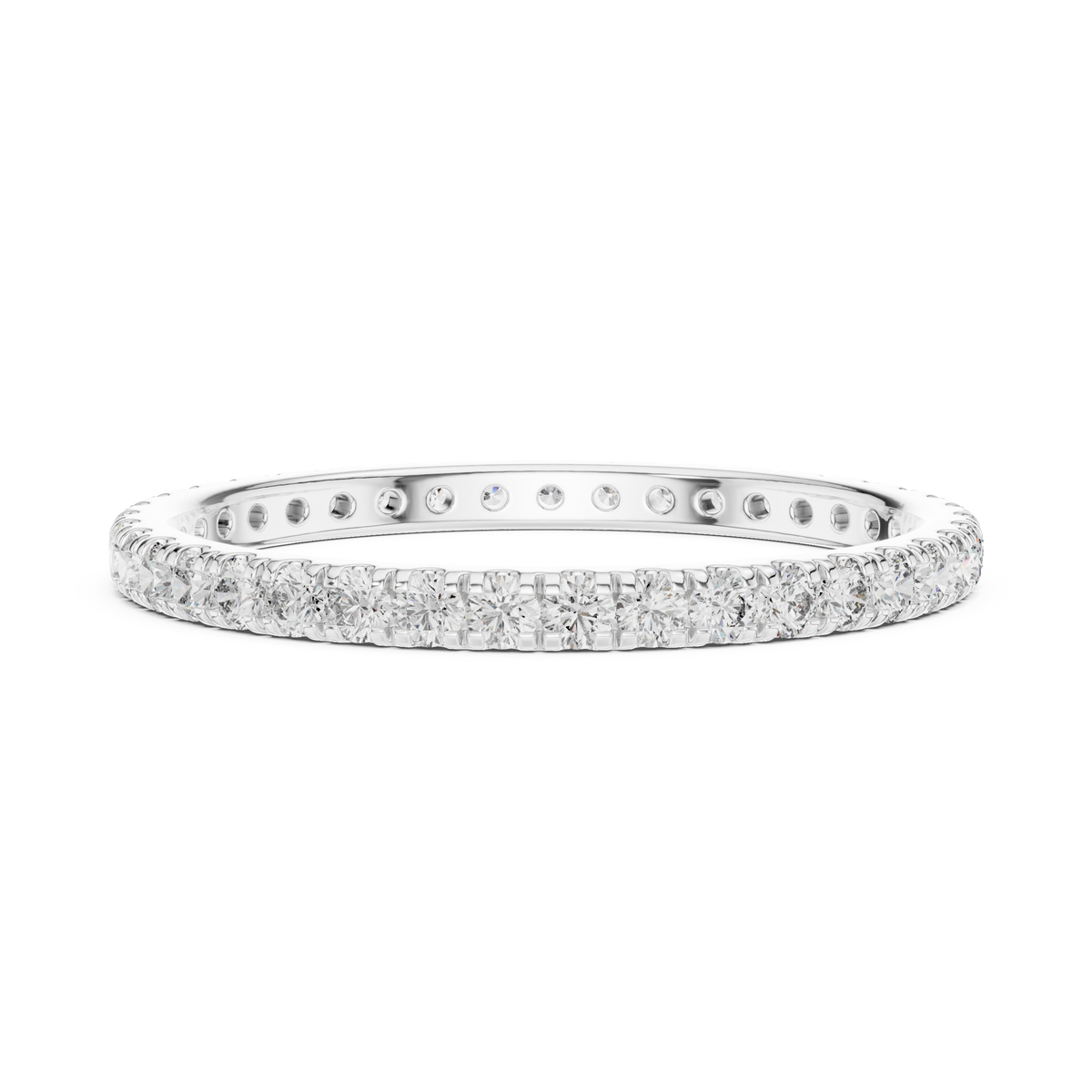 0.50 CT Round Lab Grown Diamond Pavé Eternity Band, White Gold