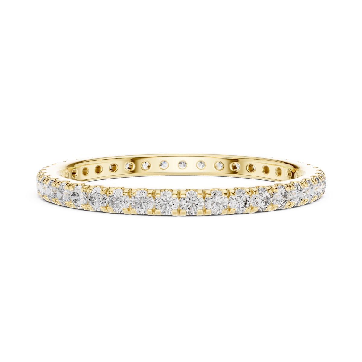 0.50 CT Round Lab Grown Diamond Pavé Eternity Band, Yellow Gold