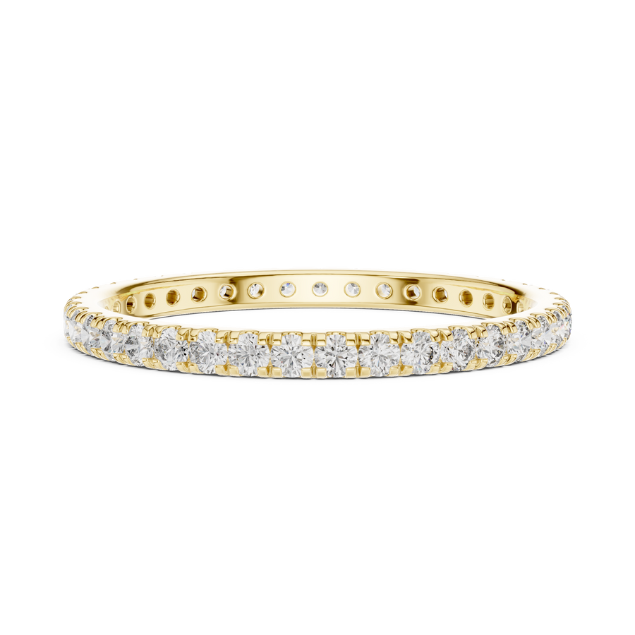 0.50 CT Round Lab Grown Diamond Pavé Eternity Band, Yellow Gold