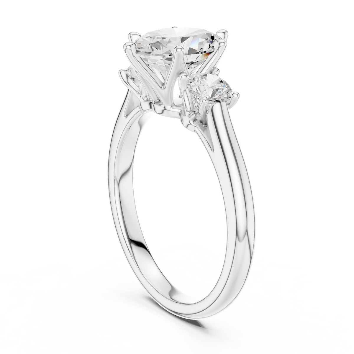 Oval Cut 3 Stone Lab Grown Diamond Wedding Ring, White Gold