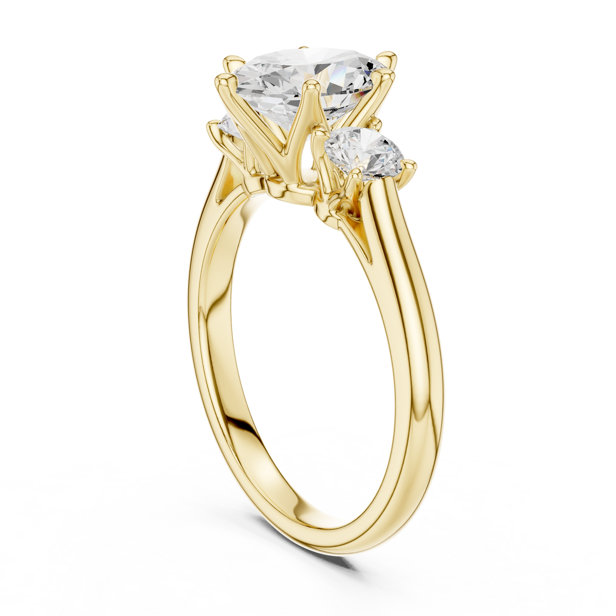 Oval Cut 3 Stone Lab Grown Diamond Wedding Ring, Yellow Gold