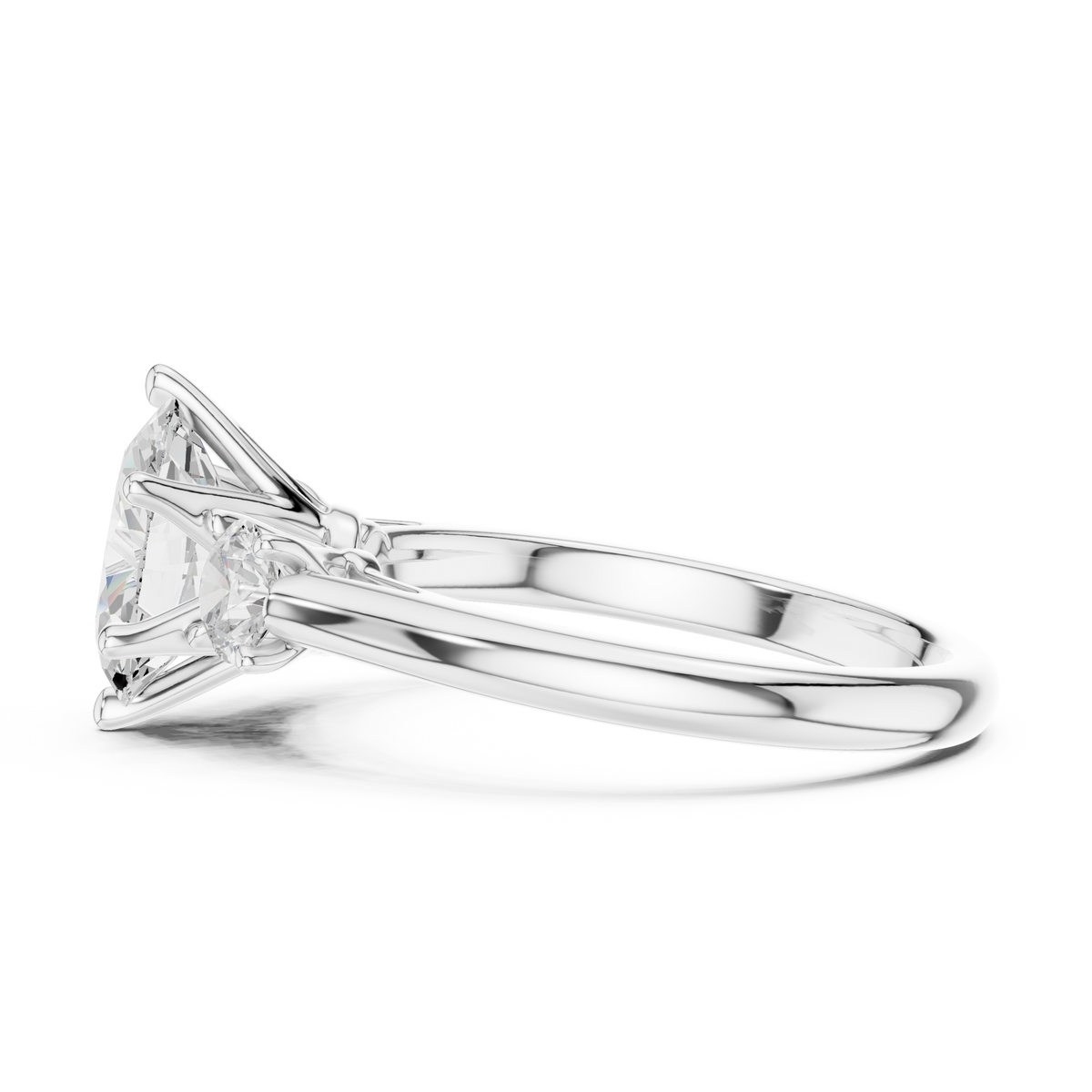 Oval Cut 3 Stone Lab Grown Diamond Wedding Ring, White Gold