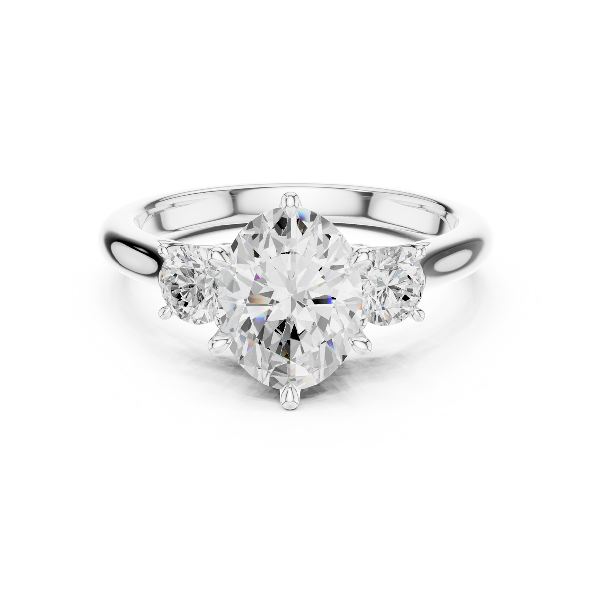Oval Cut 3 Stone Lab Grown Diamond Wedding Ring, White Gold