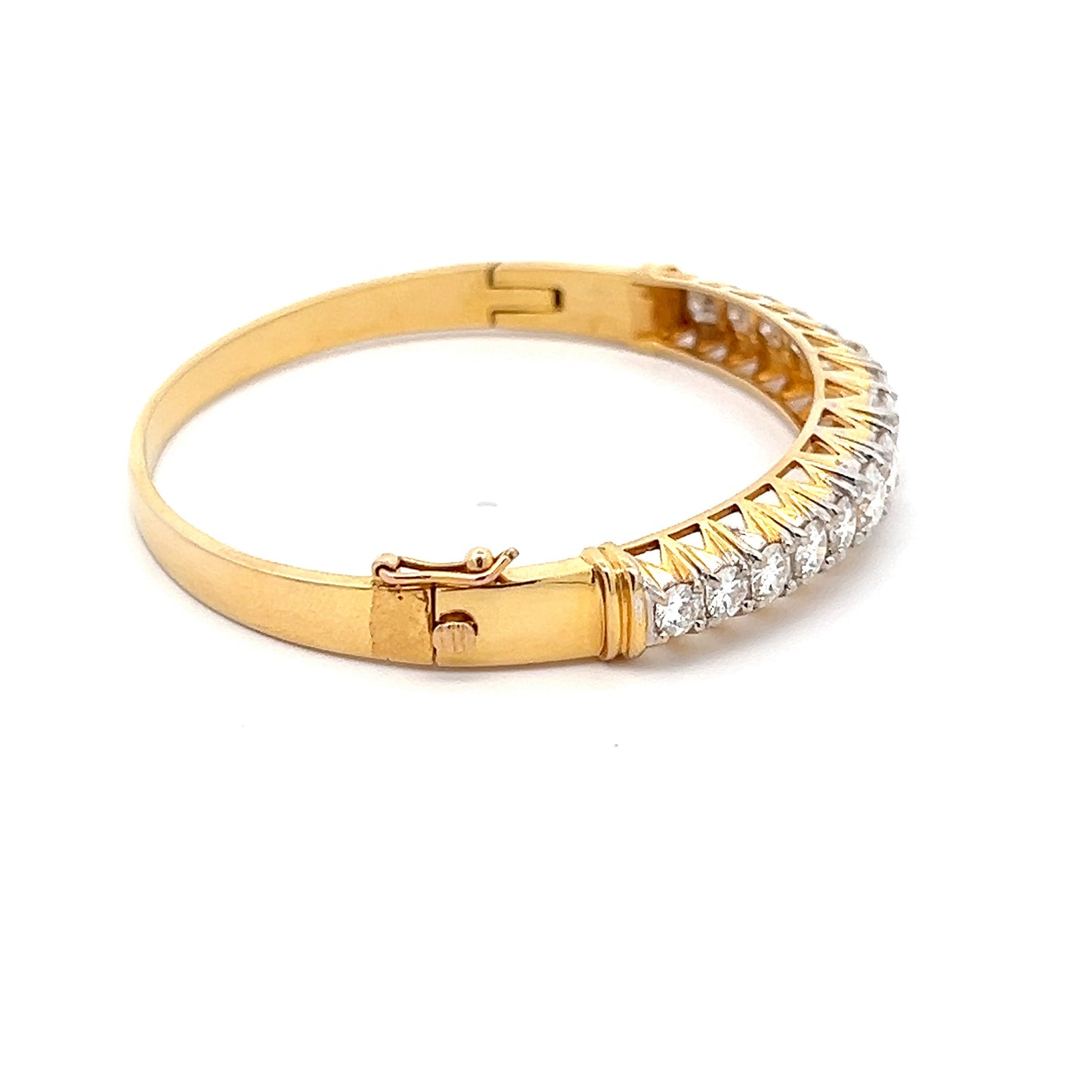 Elegante pulsera con corona de 4,94 quilates en solitario de forma redonda de oro de 14 k con moissanita cultivada en laboratorio Diamos