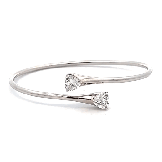 Dainty Charming Bracelet is 2.00c in Heart Shape Solitaire 14k White Gold With Lab Grown Moissanite
