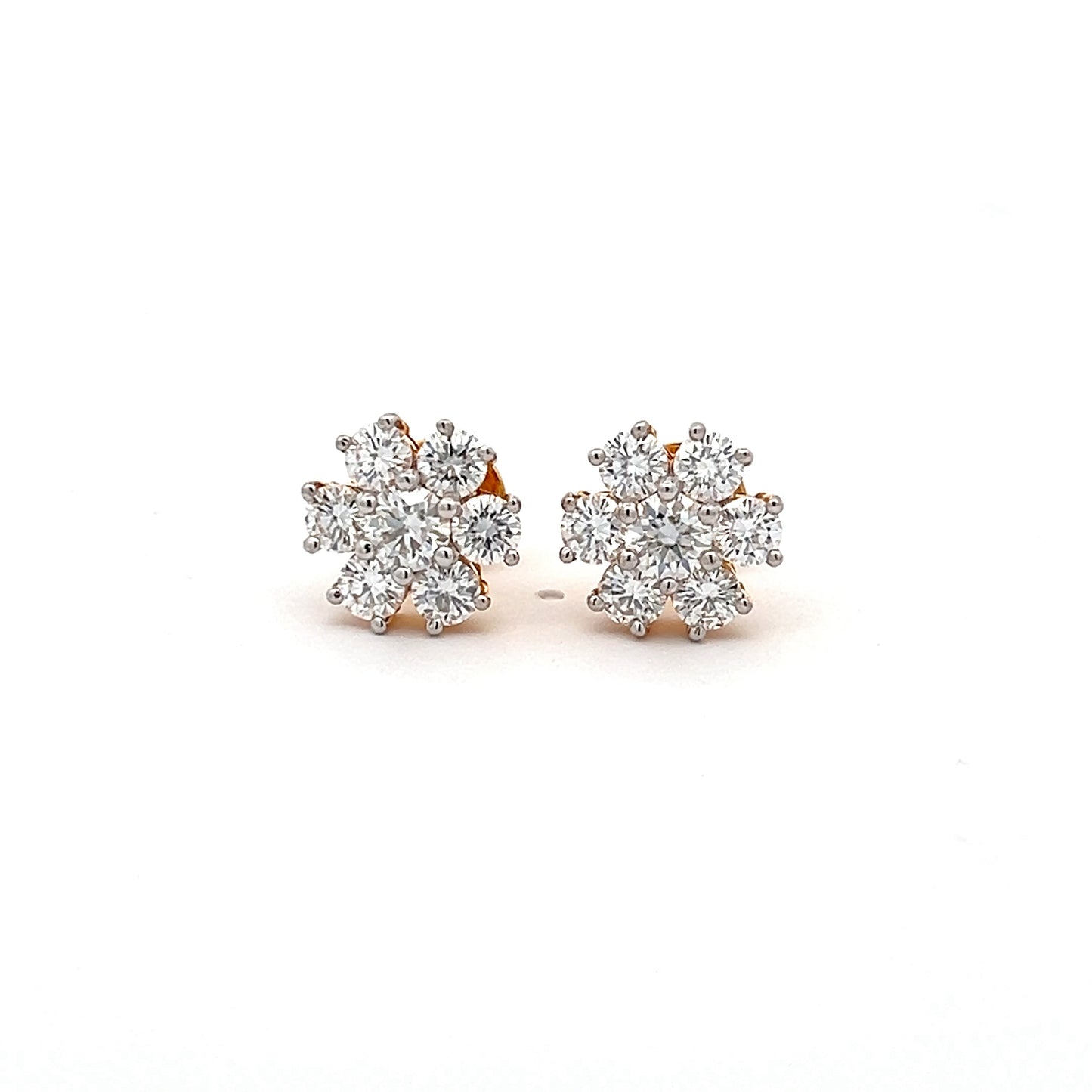 Pendientes Mininal Star de 4,00 quilates en forma redonda de oro de 14 k con moissanita cultivada en laboratorio Diamos